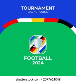 Football Championship Europe 2024 Green Background Vector Stock Illustration. Not Official Logotype Emblem On Colourful Line Abstract Background. Poster Soccer Or Football Championship Template.