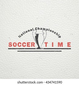 Football Championship of France. Soccer time. Detailed elements. Old retro vintage grunge. Scratched, damaged, dirty effect. Typographic labels, stickers, logos and badges. Flat vector illustration