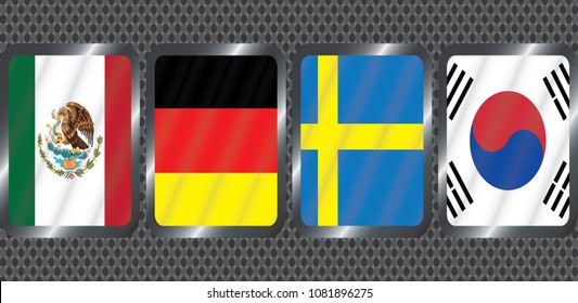Football, Championship. Graphic flags. group F.