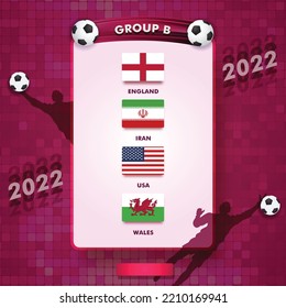Premium Vector  Football championship 2022 results in a table group a with  country flags poster flat design template