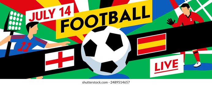 Football championship live stream. Soccer cup banner. Flat style vector illustration.