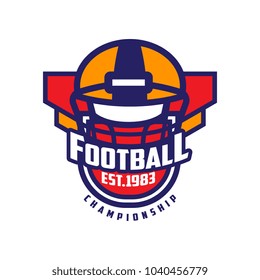 Football championship logo template, American football emblem est 1983, sport team insignia vector Illustration on a white background