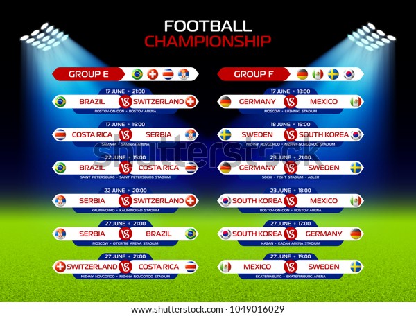 Football Championship Match Schedule Russia 2018 Stock Vector (Royalty