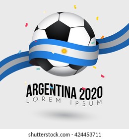 Afiche Del Campeonato De Fútbol Con Bandera De Argentina: Ilustración vectorial