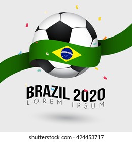 Football Championship Poster With Flag Of Brazil : Vector Illustration