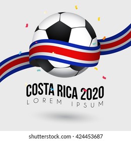 Football Championship Poster With Flag Of Costa Rica : Vector Illustration