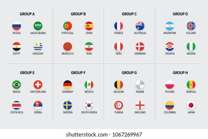 Football Championship. Soccer tournament. Nations flags groups