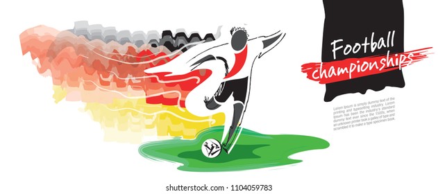 Football championship vector. Artistic figurative soccer character.
