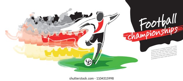 Football championship vector. Artistic figurative soccer character.