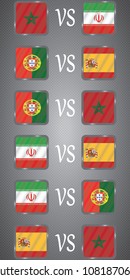 Football. Championship. Vector flags. Group B.
