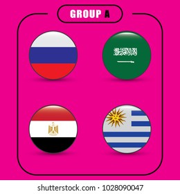 Football. Championship. Vector flags. Russia. Group A