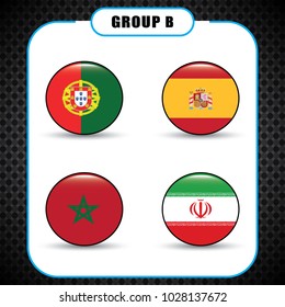 Football. Championship. Vector flags. Russia. Group B