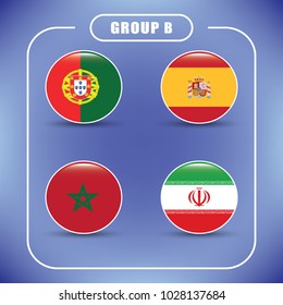 Football. Championship. Vector flags. Russia. Group B