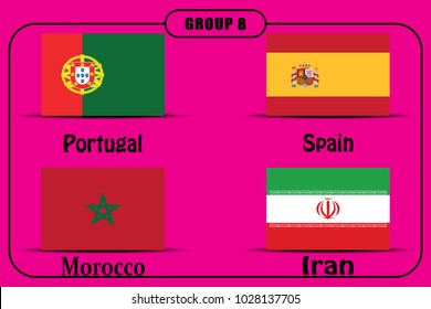 Football. Championship. Vector flags. Russia. Group B