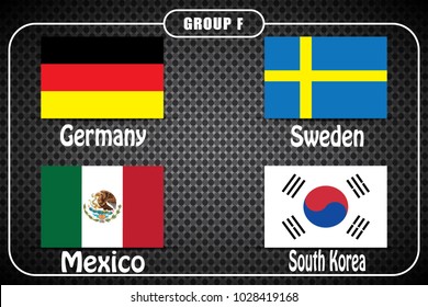 Football. Championship. Vector flags. Russia. Group F