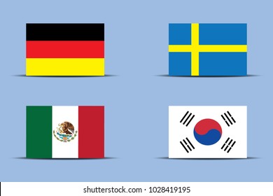 Football. Championship. Vector flags. Russia. Group F