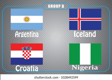 Football. Championship. Vector flags. Russia. Group D