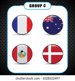 Football. Championship. Vector flags. Russia. Group C