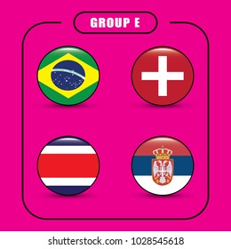 Football. Championship. Vector flags. Russia. Group E