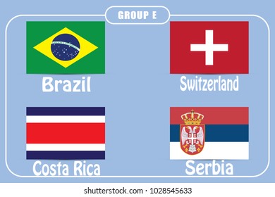 Football. Championship. Vector flags. Russia. Group E