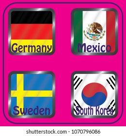 Football. Championship. Vector flags. Russia. Group G