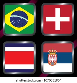 Football. Championship. Vector flags. Russia. Group E