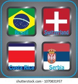 Football. Championship. Vector flags. Russia. Group E
