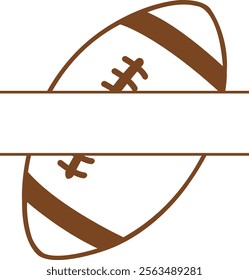 Football clip art design on plain white transparent isolated background for card, shirt, hoodie, sweatshirt, apparel, card, tag, mug, icon, poster or badge, tailgates and touchdowns