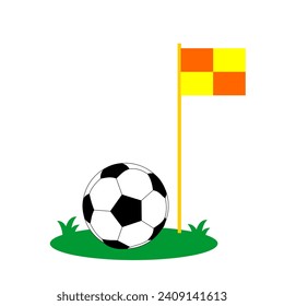 football clip art ilustration cartoon style with corner flag