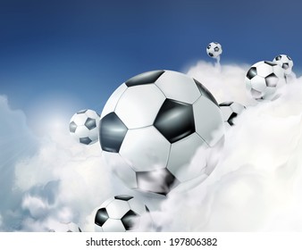 Football in the clouds vector illustration
