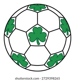 Futebol com padrões de trevo, santo patricks dia equipamentos de esportes, ícones de trevo verde na superfície da bola de futebol