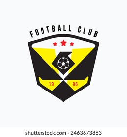 football club with ball and eagle badge emblem logo illustration design. classic football soccer badge design