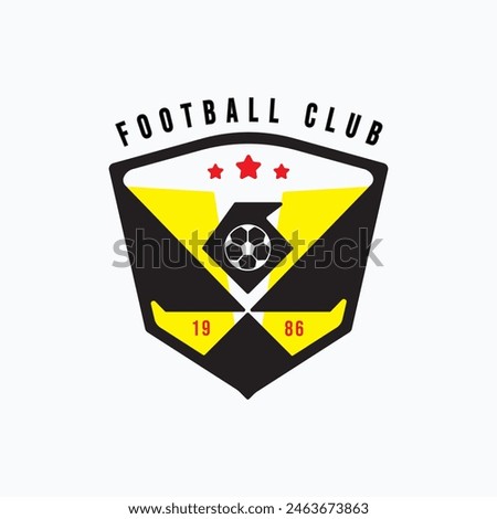 football club with ball and eagle badge emblem logo illustration design. classic football soccer badge design