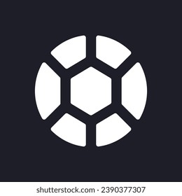 Football club dark mode glyph ui icon. Popular team game. Soccer match. User interface design. White silhouette symbol on black space. Solid pictogram for web, mobile. Vector isolated illustration
