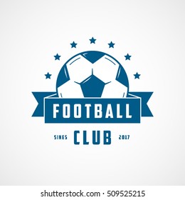 Football Club Emblem Blue Flat Icon On White Background