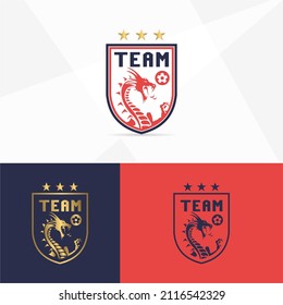 Football club emblem. Dragon icon football badge shield logo, football team game club element, Vector Logo Illustration Suitable for championship or team