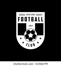 Football Club Emblem Flat Icon On Black Background