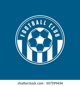 Football Club Emblem Line Icon On Blue Background
