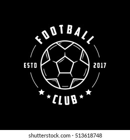 Football Club Emblem Line Icon On Black Background