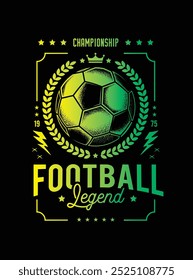 Emblema do clube de futebol. Ilustração vetorial original em estilo vintage. Design de camiseta. Desenhado à mão, não com IA