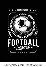 Football club emblem. Original vector illustration in vintage style. T-shirt design. Hand drawn, not AI