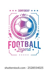 Football club emblem. Original vector illustration in vintage style. T-shirt design. Hand drawn, not AI