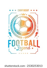 Football club emblem. Original vector illustration in vintage style. T-shirt design. Hand drawn, not AI