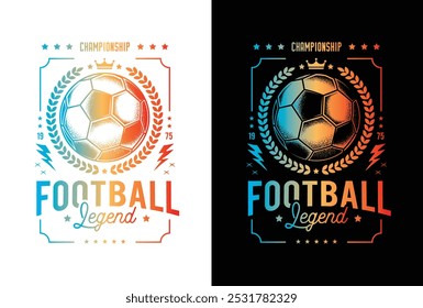 Emblema del club de fútbol. Ilustración vectorial original en estilo vintage. Diseño de camiseta. Dibujado a mano, no AI