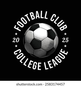 Football club emblem. Original vector illustration in vintage style. T-shirt design. Hand drawn, not AI