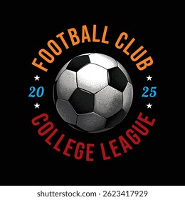 Football club emblem. Original vector illustration in vintage style. T-shirt design. Hand drawn, not AI