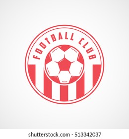 Football Club Emblem Red Line Icon On White Background