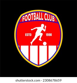 Football club emblem. Soccer badge shield logo, , Logo Vector Illustration Suitable for a championship or team,football player silhouette.