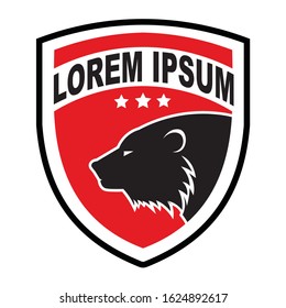 Football Club logo design with bear head for the mascot in badge shape