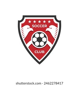 Idea de diseño de logo de club de fútbol con icono de cabeza de águila. Logo del club de fútbol, rótulos, emblemas y Elementos de diseño para el equipo de fútbol. 